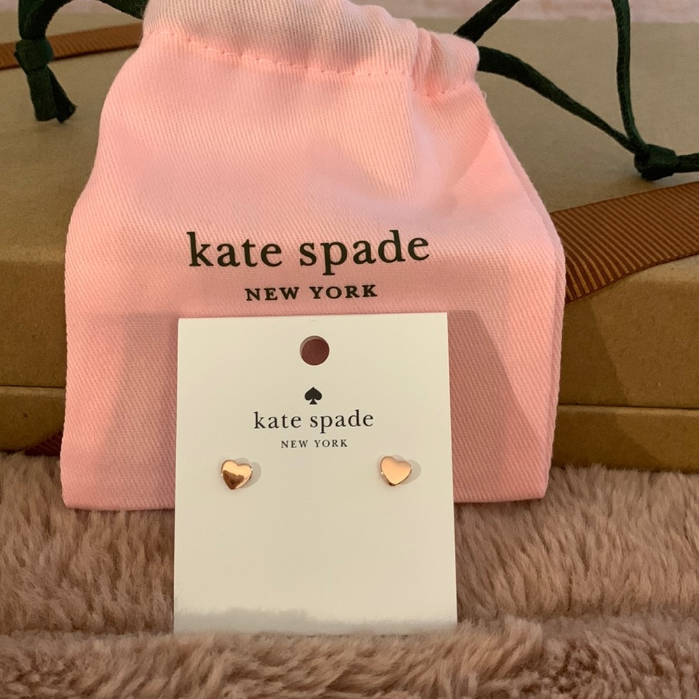 Kate Spade Rose Gold Heart Earrings NWT